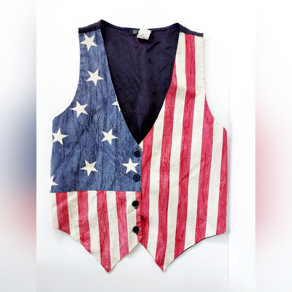 American Flag Vintage Vest‎ Small/Medium 111 Main Country Western Patriotic